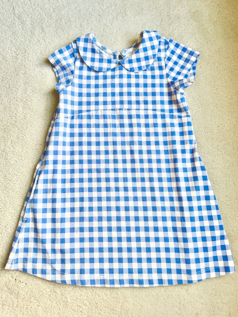 Hanna Andersson Dutch Blue Gingham Poplin Dress Peter Pan Girls Size 4
